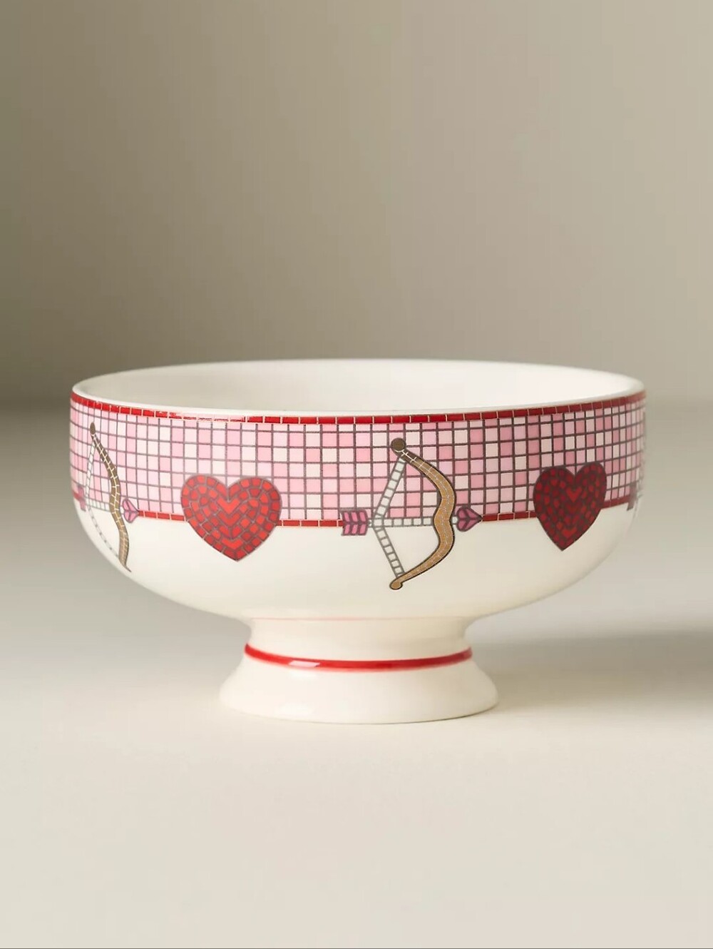 Anthropologie The Bistro Tile Nut Bowl Valentine's Edition Bow and Arrow